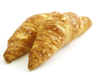 Two croissants isolated on white background