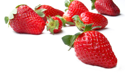 Strawberries on white background