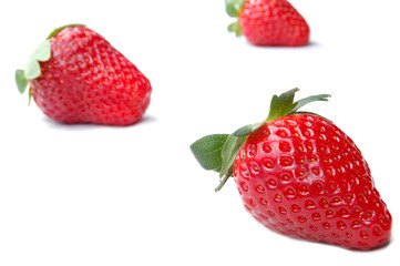 Strawberries on white background