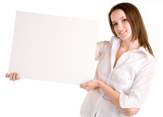 Beautiful Lady Holding a Sign
