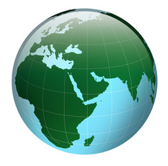 3d globe in blue and green