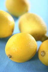 Zitronen vor blauem Hintergrund