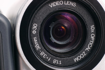 video camera lens close up or macro