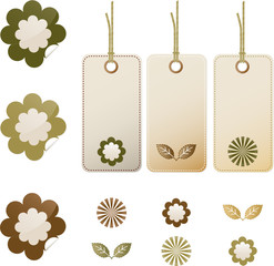Earth tone floral stickers and tags