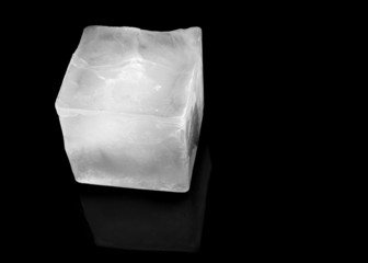 Ice cube on black background