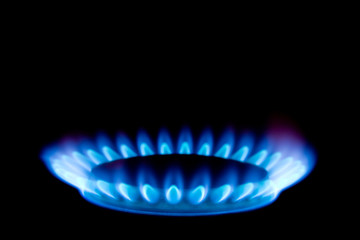 Flame of gas, isolated on black background