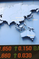 Stock price rising, with pacific region in map