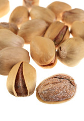 Pistachio nut group isolated on white background