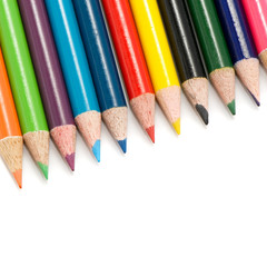 Color pencils on a white background.
