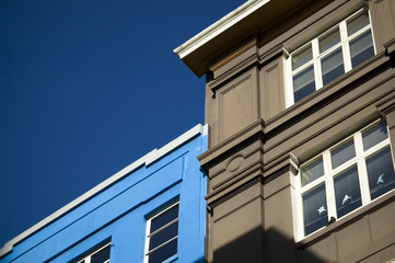 Classic victorian town buildings and sky