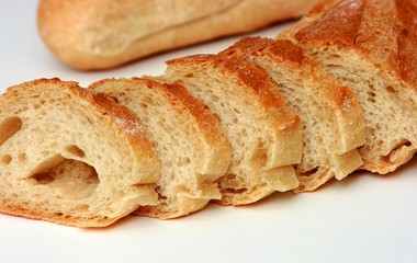 Sliced traditional french bread (baguette)