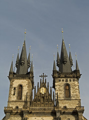Fototapeta na wymiar Towers of Notre-Dame-de-Tynem, Praga