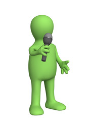 The 3d person - puppet, singing with a microphone