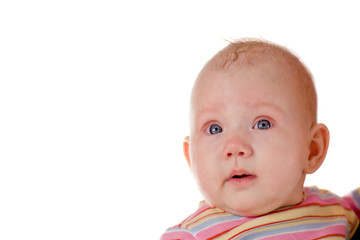 Baby girl in the age of 4 months isolated on white