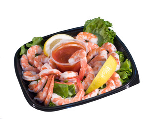 Seafood Shrimp Platter Isolated on White Background