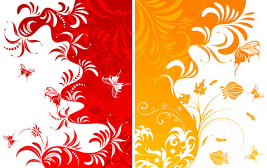 Abstract flower background with butterfly, vector illustration
