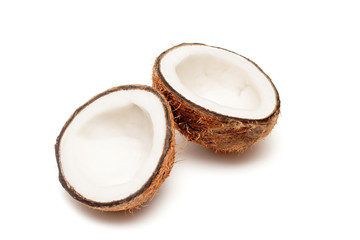 cracked coconut on white