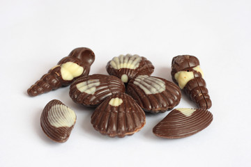 chocolate sweetmeats in form seashell