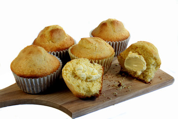 corn bread muffins isolated over a white background