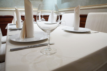 Beautiful glass on a table at restaurant