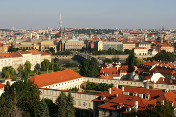 Fototapeta na wymiar Skyline shot of the city of Prague in Europe