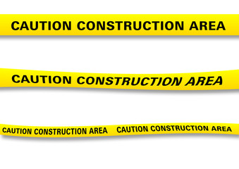 Several versions of a construction ribbon with clipping paths