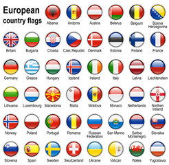 shiny web buttons with european country flags