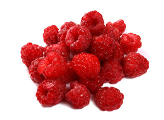 Raspberries; Objects on white background