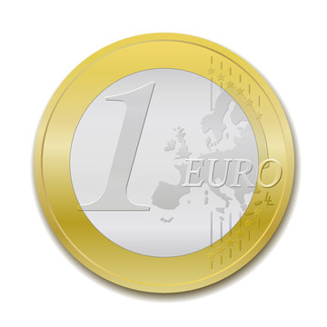 1 Euro coin, realist vector illustration