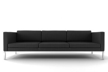 3d black sofa isolated on white background