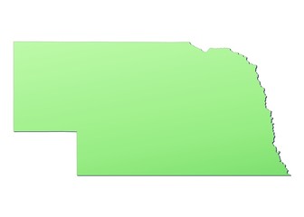 Nebraska (USA) map filled with light green gradient
