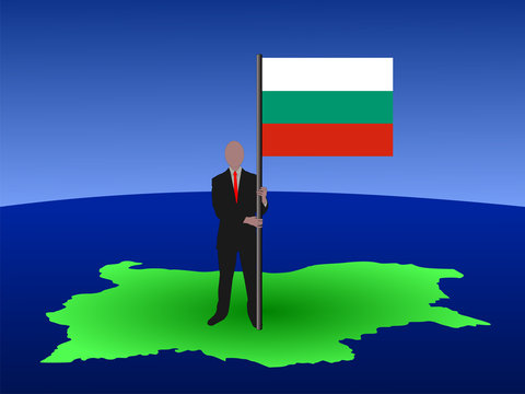 man on map of Bulgaria with flag