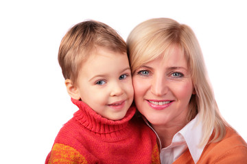 Middleaged woman with kid 2 grandmother with baby