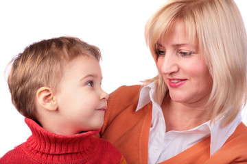Middleaged woman with kid