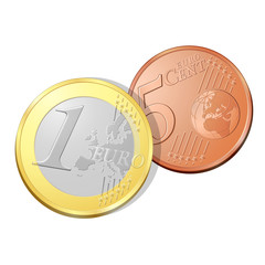 Pi&egrave;ces de un et cinq cents