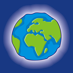 Simple earth globe cartoon style icon