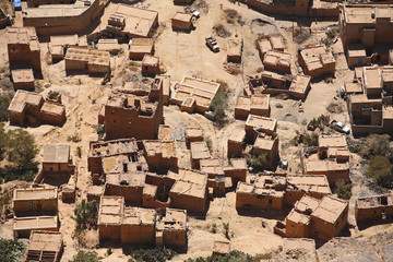 Aerial view on mountain village in Yemen