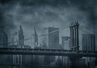 vintage grunge image of new york city