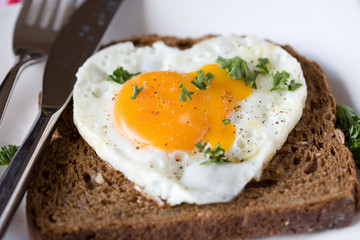 Fried egg in heart shape