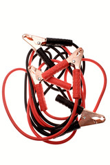 Jumper cables over white background