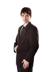 Young man in dark suit