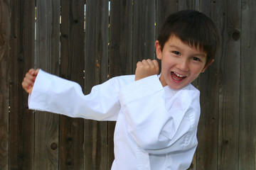 Kid practicing Karate