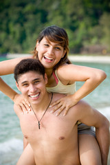 Fototapeta premium couple having fun at the tropical beach