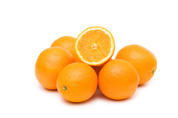 Two oranges isolated on the white background