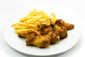 hähnchen keule mit pommes frites