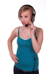 Frau mit Headset
