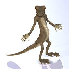 Cartoon style lizard with a lovely face and cute expressions