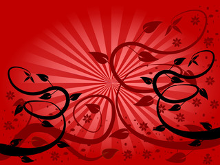 Red Fan Floral Background