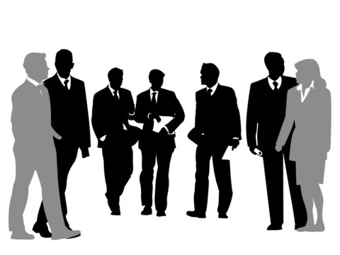 business people discussing  silhouette