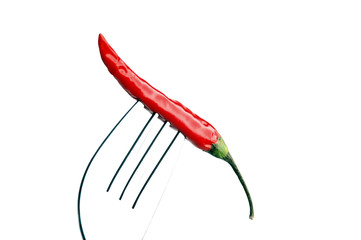 red chili pepper on a fork - Powered by Adobe
